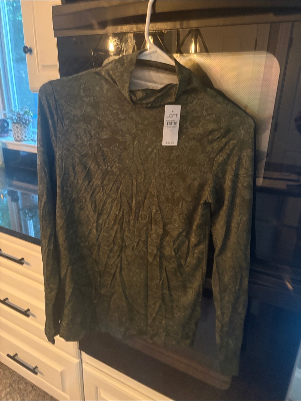 LOFT Olive Green Long Sleeve Hooded Top